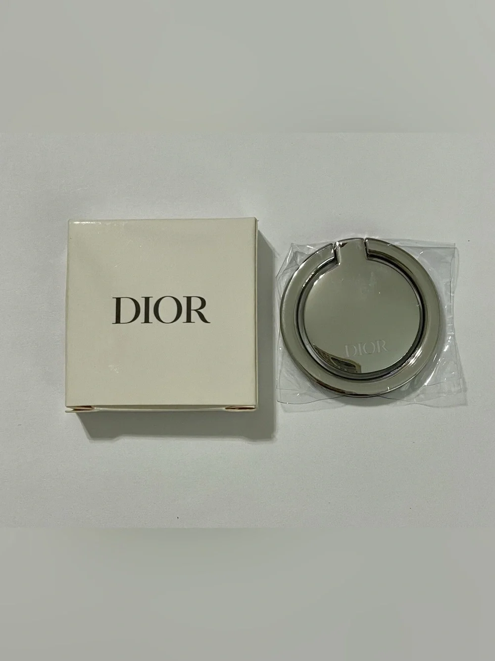 Dior Silver Metal Round Keyring Holder